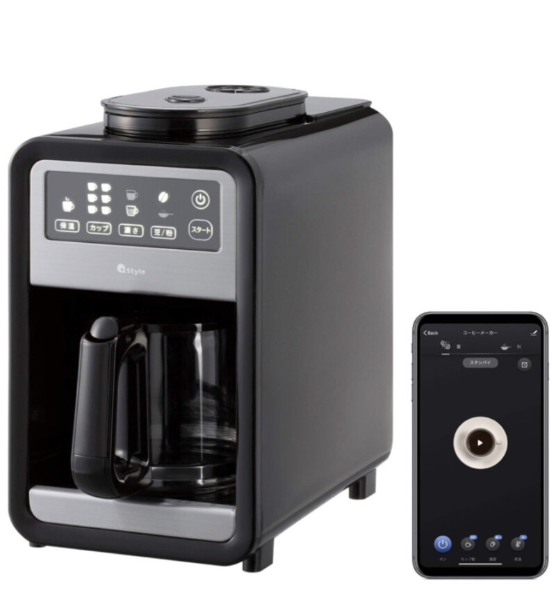 第17位. スマホアプリからタイマー設定できる「+Style ORIGINAL スマート全自動コーヒーメーカー PS-CFE-W01」